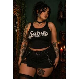 Killstar Black Satan Is My Daddy Crop Top 3XL Plus Size Gothic Graphic Tank